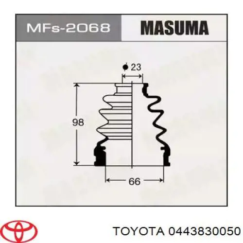 Fuelle, árbol de transmisión delantero interior 0443830050 Toyota/Lexus