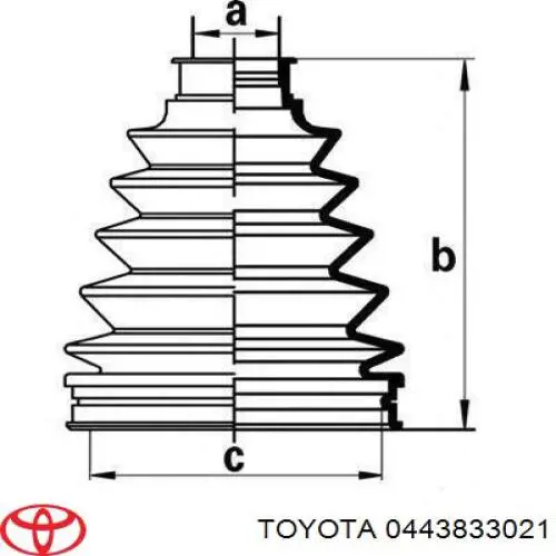 Fuelle, árbol de transmisión delantero exterior 0443833021 Toyota