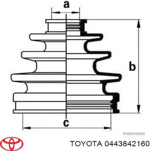 Пыльник ШРУСа передней полуоси наружный Toyota 0443842160