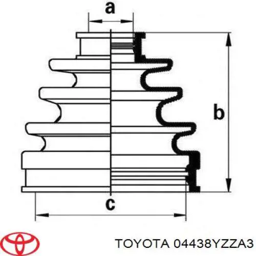 04438YZZA3 Toyota Пыльники ШРУСов передней полуоси, комплект