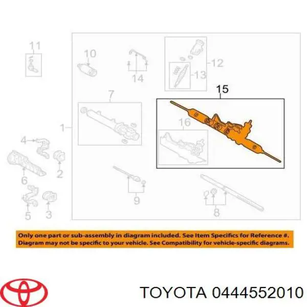 Kit de reparação da cremalheira da direção (do mecanismo), (kit de vedantes) para Toyota Echo 