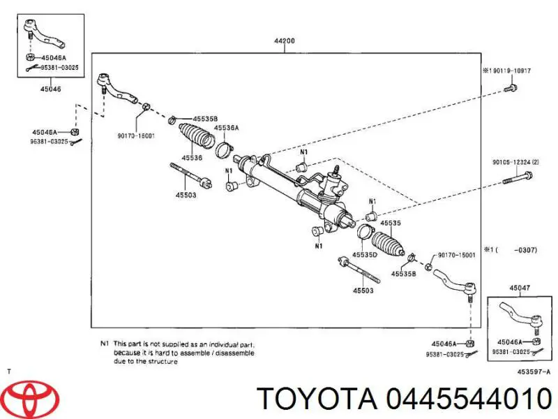 Ремкомплект рулевой рейки 0445544010 Toyota