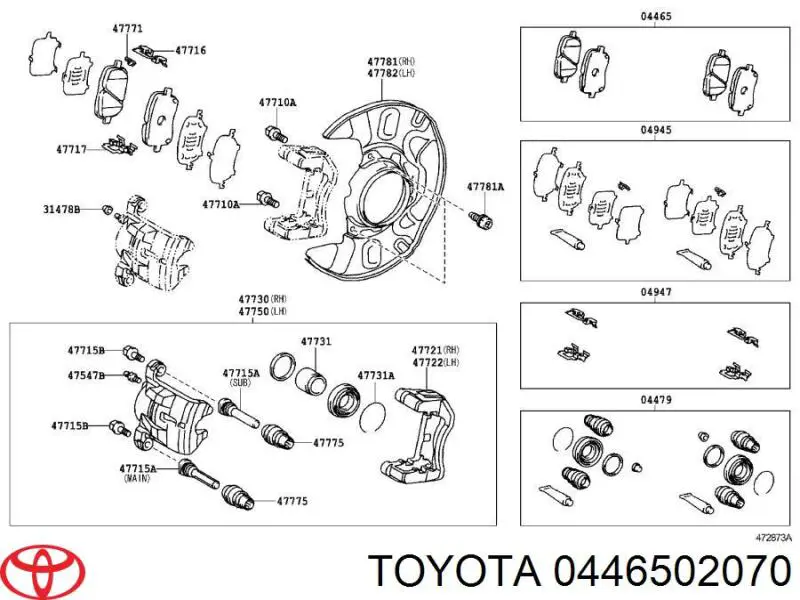 0446502070 Toyota колодки тормозные передние дисковые