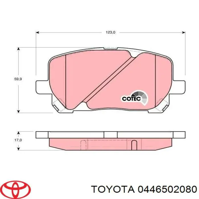 Передние тормозные колодки 0446502080 Toyota