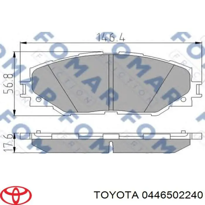 Купить 0446502240 Toyota Колодки тормозные