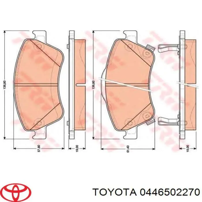 Тормозные колодки Toyota 0446502270