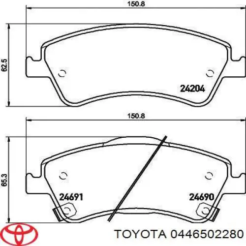 Колодки Toyota 0446502280 цена, от 25.98 USD
