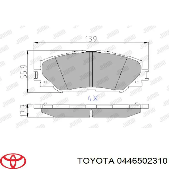 Купить 0446502310 Toyota Колодки тормозные