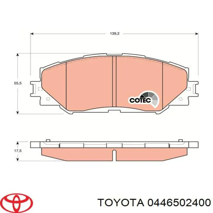 0446502400 Toyota колодки тормозные передние дисковые