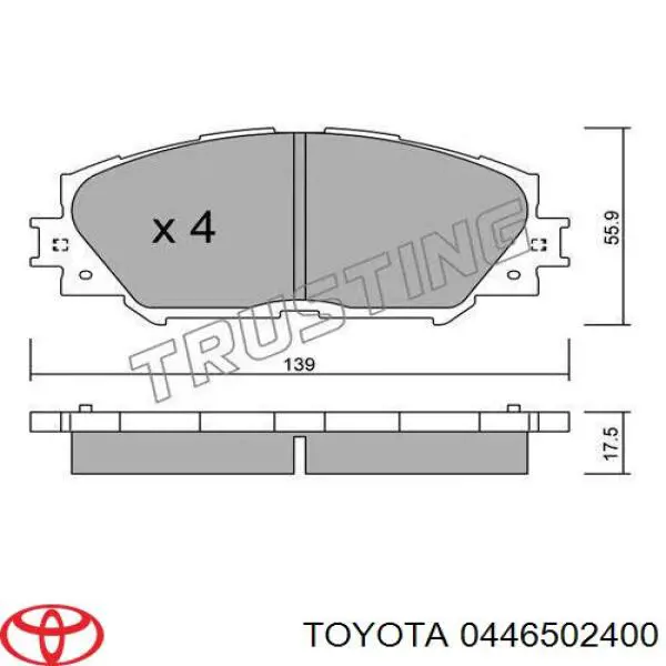 Колодки Toyota 0446502400 цена, от 21.09 USD