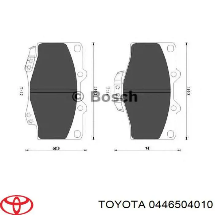 Передние тормозные колодки 0446504010 Toyota