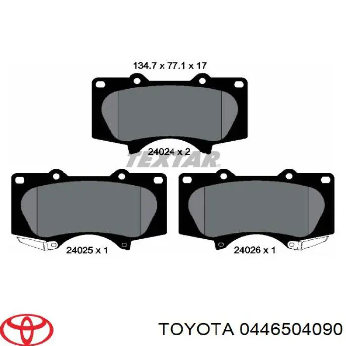Тормозные колодки Toyota 0446504090