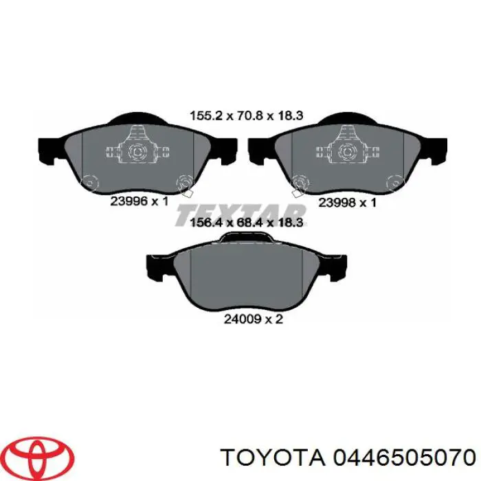 Передние тормозные колодки 0446505070 Toyota