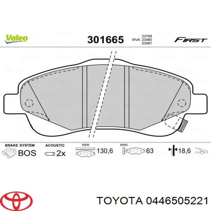 0446505221 Toyota колодки тормозные передние дисковые
