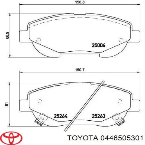 Передние тормозные колодки 0446505301 Toyota