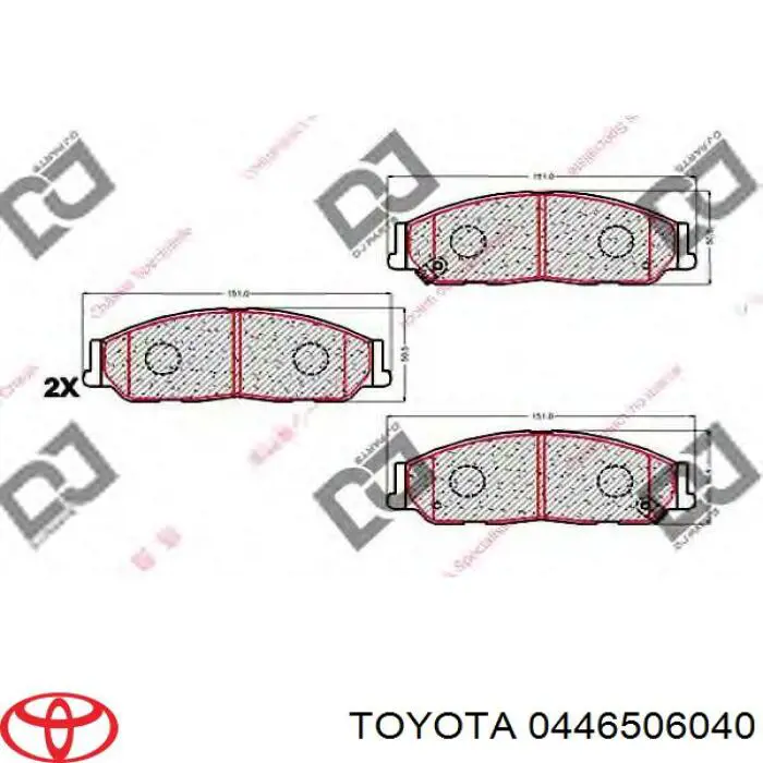 Передние тормозные колодки 0446506040 Toyota