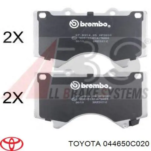 Sapatas do freio dianteiras de disco Toyota 044650C020