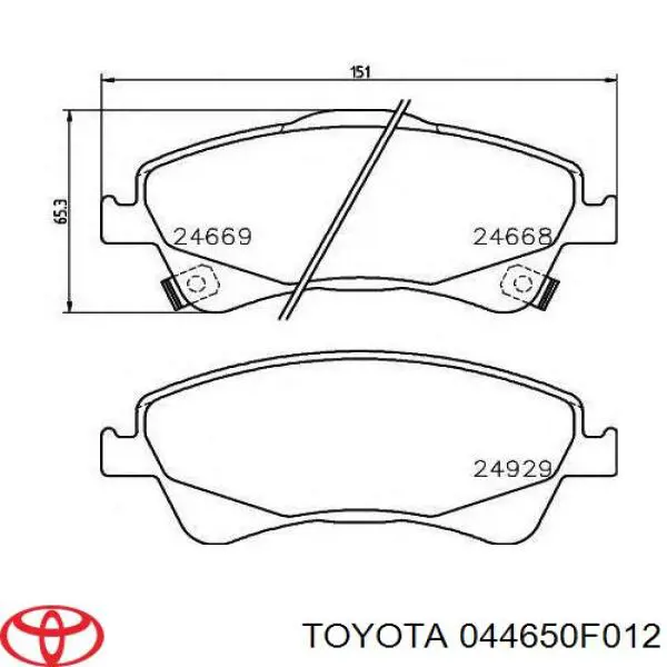 Передние тормозные колодки 044650F012 Toyota