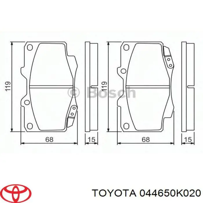Купить 044650K020 Toyota Колодки тормозные