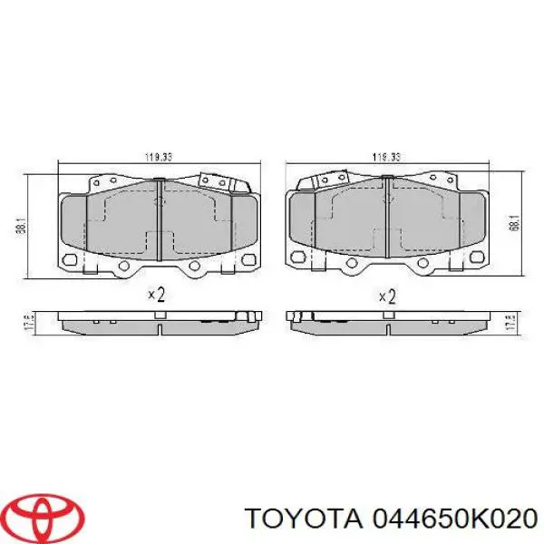 Передние тормозные колодки 044650K020 Toyota