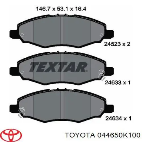 Передние тормозные колодки 044650K100 Toyota