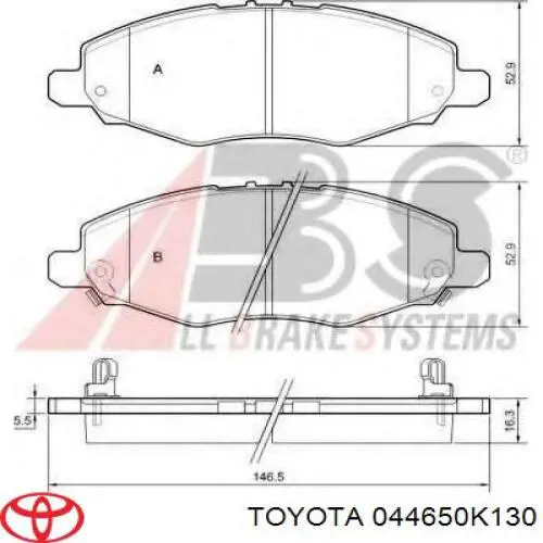 Передние тормозные колодки 044650K130 Toyota