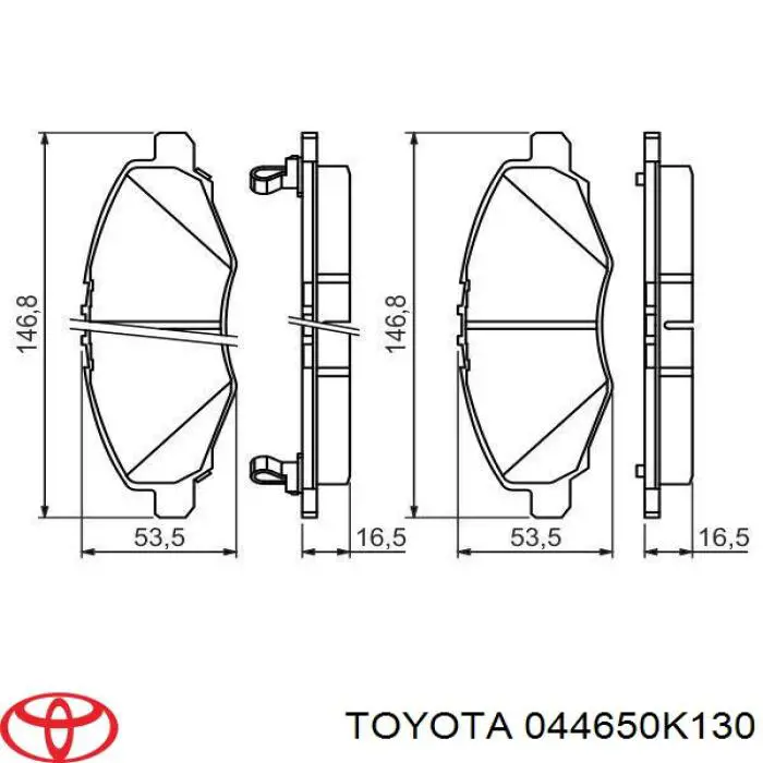 044650K130 Toyota колодки тормозные передние дисковые