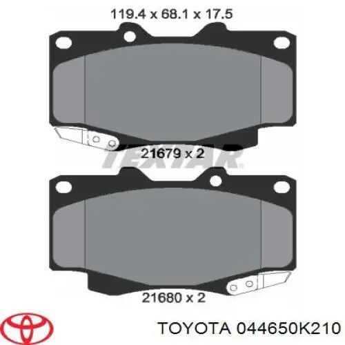 Передние тормозные колодки 044650K210 Toyota