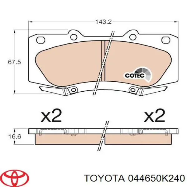 Колодки Toyota 044650K240 цена, от 31.74 USD