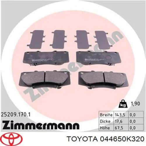 Колодки Toyota 044650K320 цена, от 23.59 USD