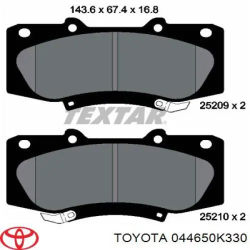 044650K330 TOYOTA Pastillas de freno delanteras original y equivalente