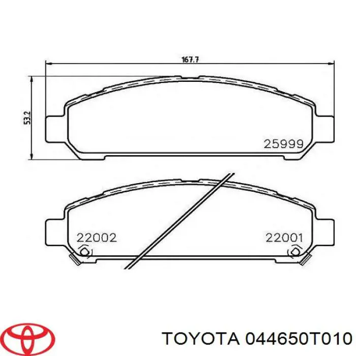 044650T010 Toyota колодки тормозные передние дисковые