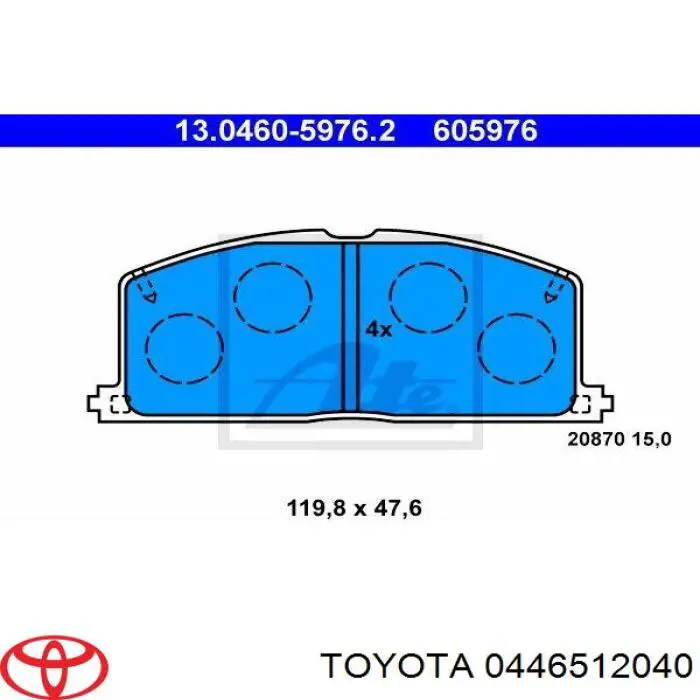 0446512040 Toyota колодки тормозные передние дисковые