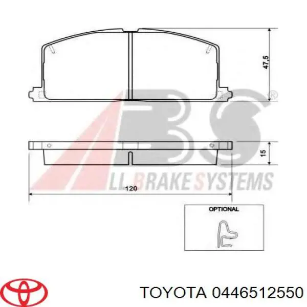 Передние тормозные колодки 0446512550 Toyota