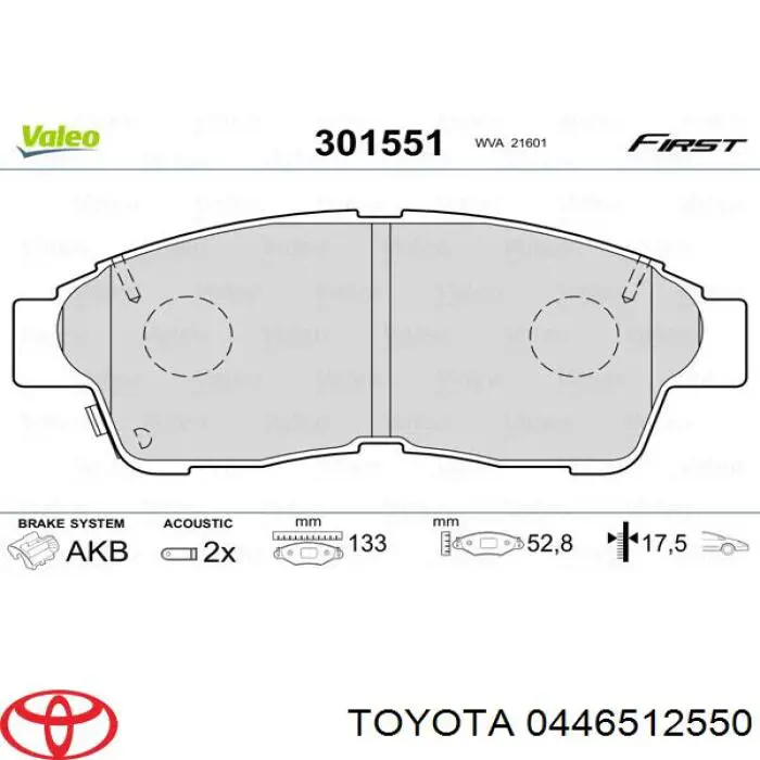 Pastillas de freno delanteras 0446512550 Toyota