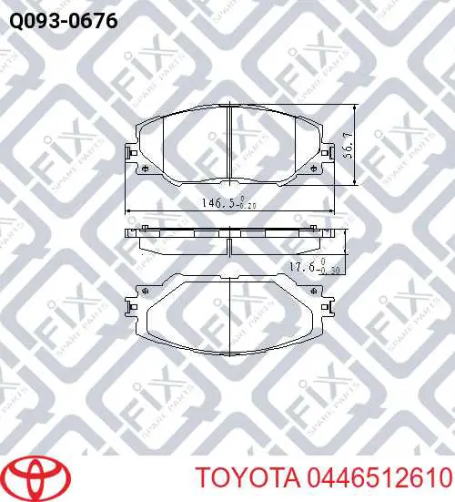 Передние тормозные колодки 0446512610 Toyota