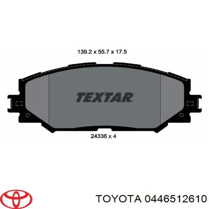 Колодки гальмівні передні, дискові 0446512610 Toyota