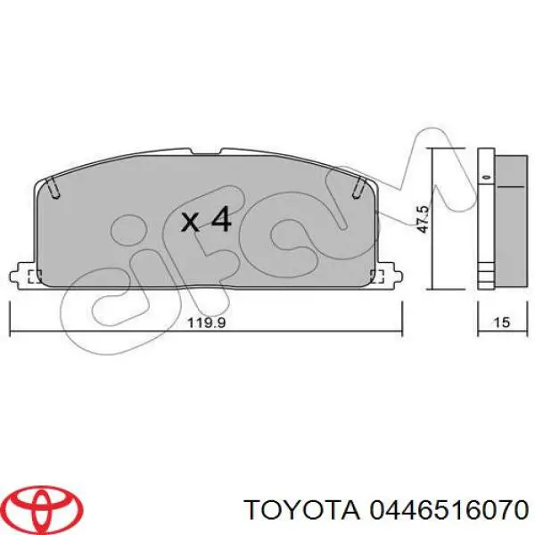 0446516070 Toyota колодки тормозные передние дисковые