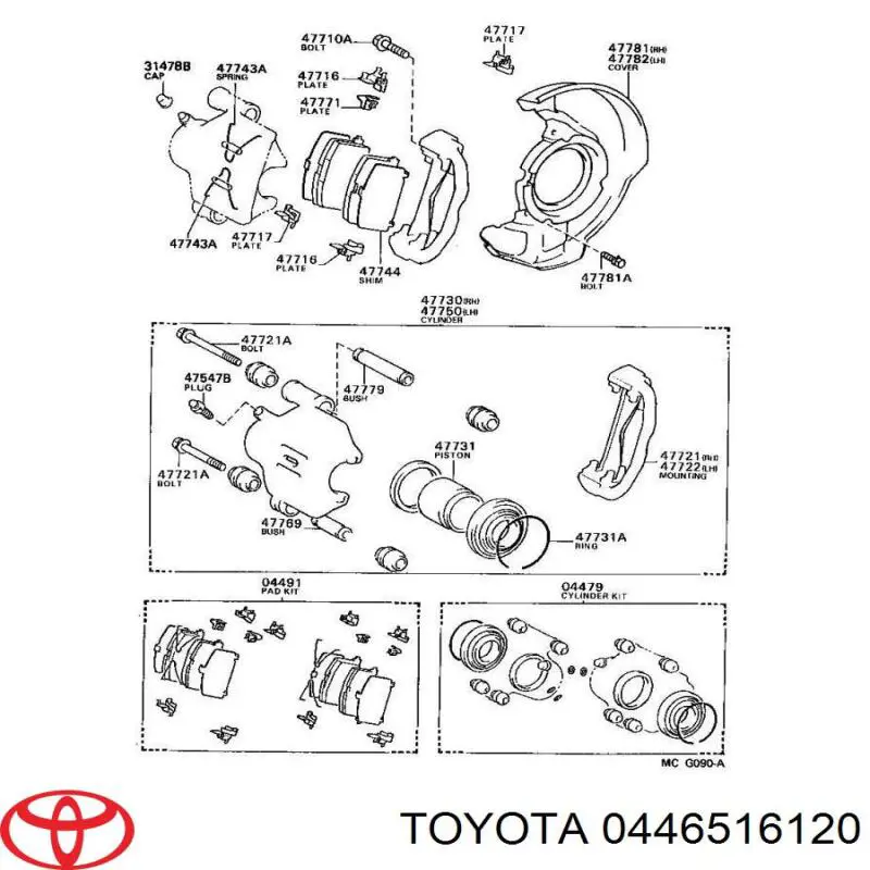 0446516120 Toyota колодки тормозные передние дисковые