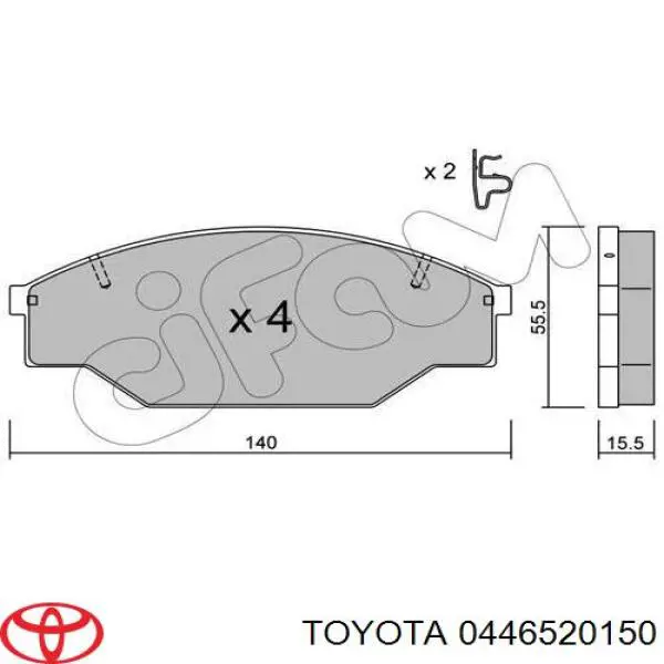 0446520150 Toyota передние тормозные колодки