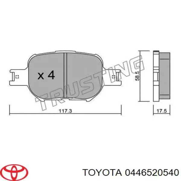 Pastillas de freno delanteras 0446520540 Toyota