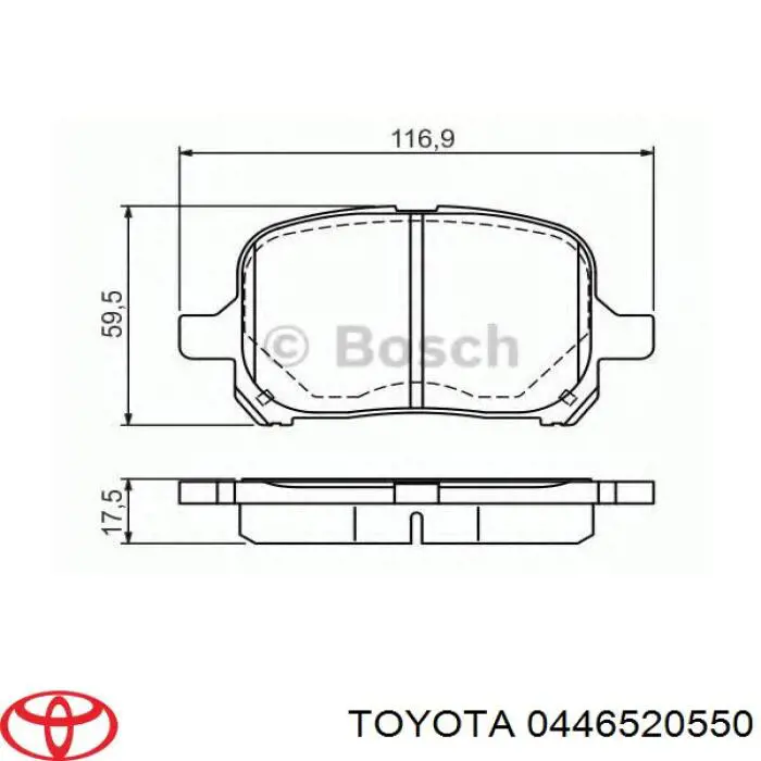 Колодки гальмівні передні, дискові 0446520550 Toyota