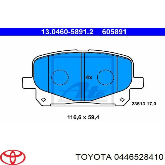 Купить 0446528410 Toyota Колодки тормозные