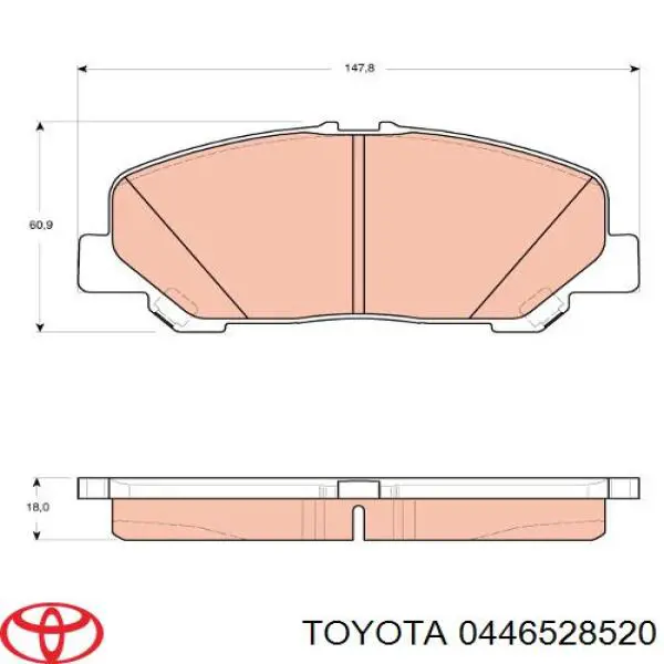 Передние тормозные колодки 0446528520 Toyota