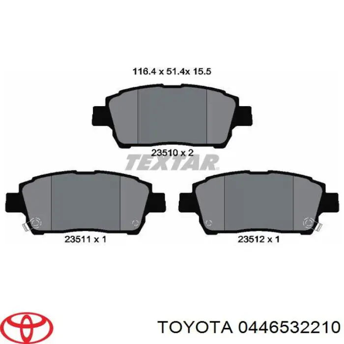 Передние тормозные колодки 0446532210 Toyota