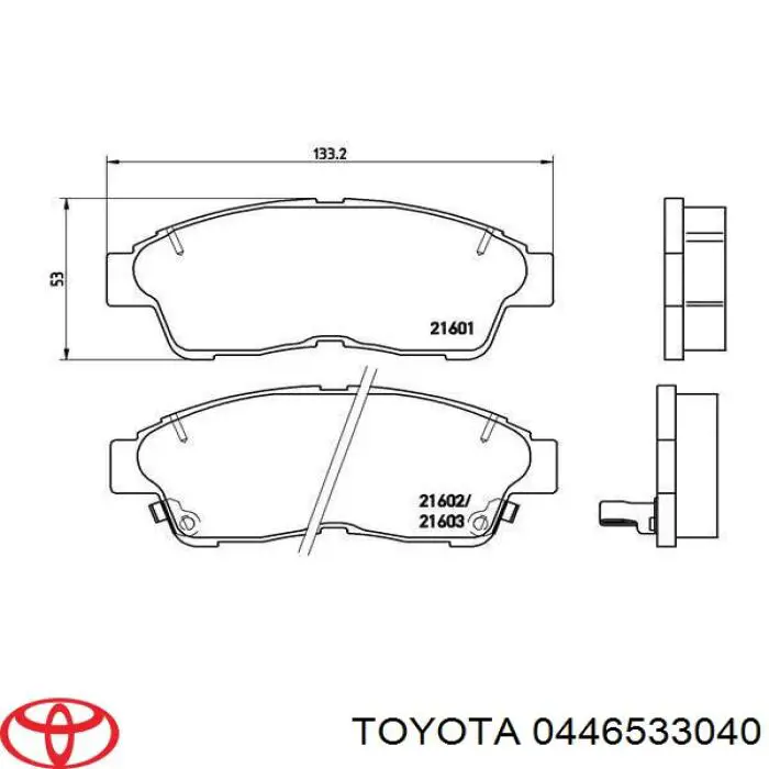 Pastillas de freno delanteras 0446533040 Toyota