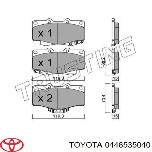 0446535040 Toyota колодки тормозные передние дисковые