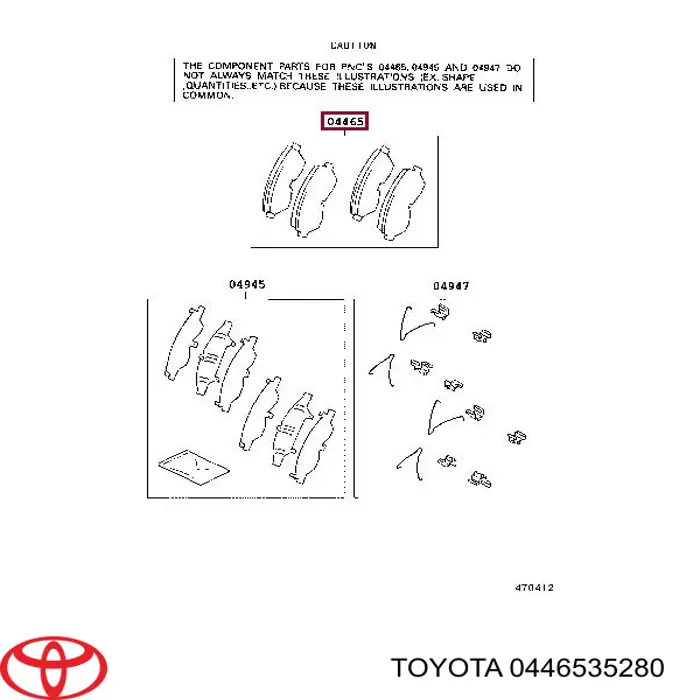 0446535280 Toyota передние тормозные колодки