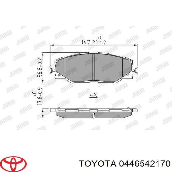 Передние тормозные колодки 0446542170 Toyota