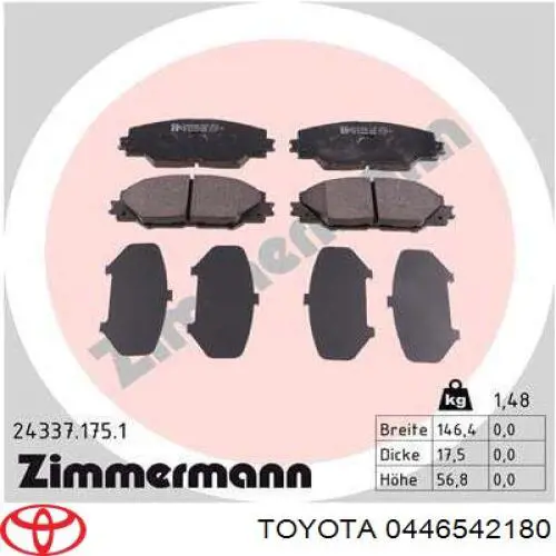 Колодки Toyota 0446542180 цена, от 34.58 USD